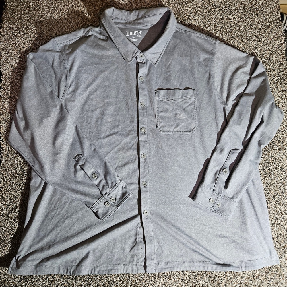 Duluth Trading Co‎ Mens 3XL Gray Long Sleeve Button Down Shirt 3237-126 GYH